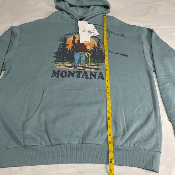 Forever 21 Unisex Montana Graphic Hoodie XS – Fits Men & Women – Green Bear Wild - Picture 7 of 8